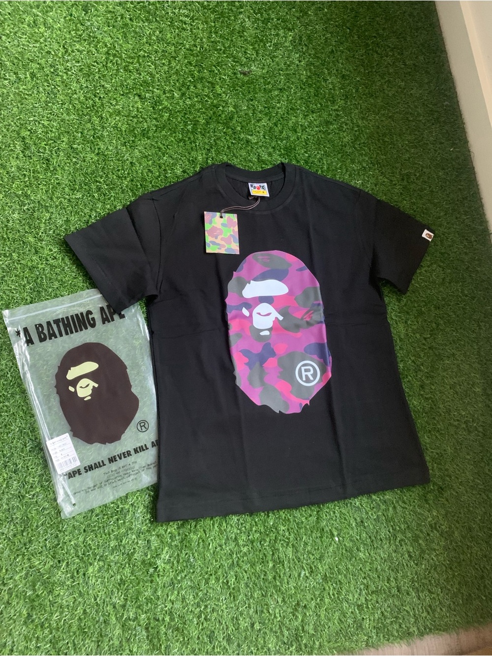 Black Purple Camo Bape Tee - L